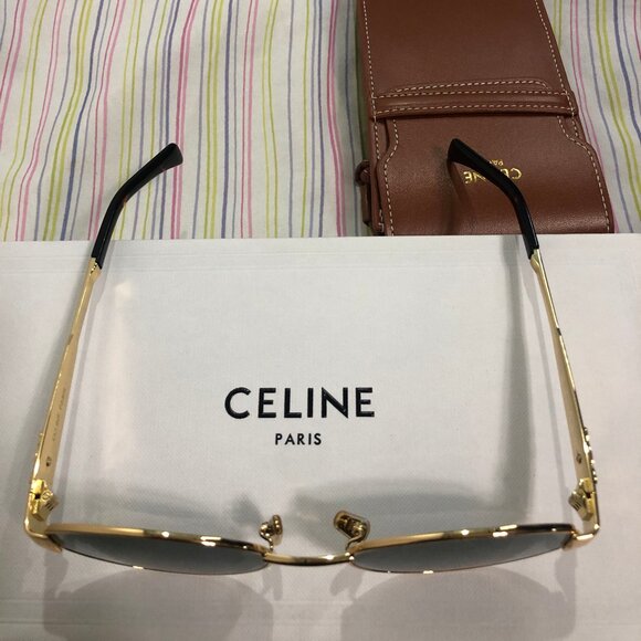 Celine Sunglasses Triomphe Gold Metal Oval - Picture 4 of 6
